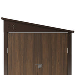 4.6 X 9ft Outdoor Metal Storage Shed With 3d Brown Wood Grain Finish,garden Tool Storage House, Double Doors, 2 Vents & 4 Hooks