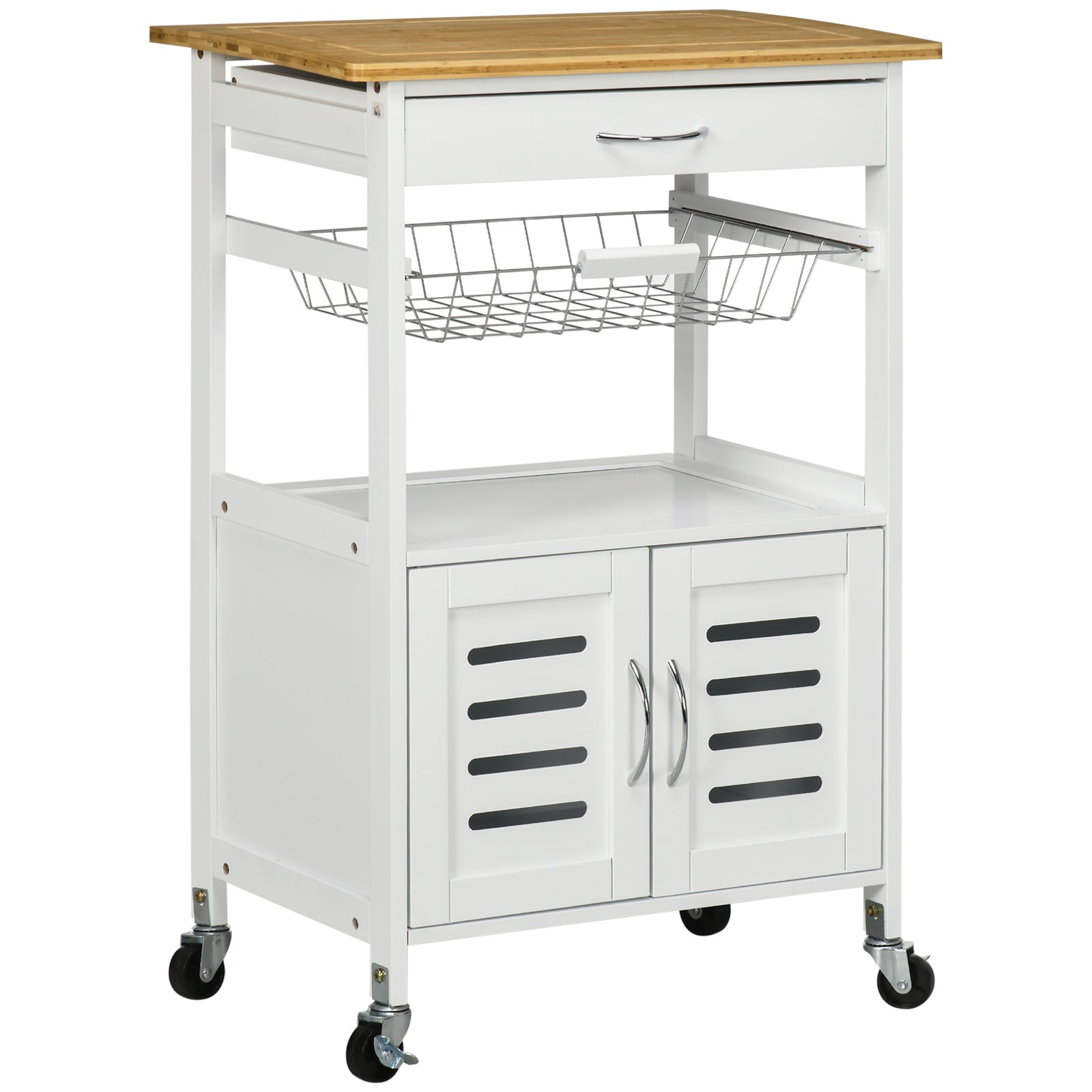 Rolling Trolley With Bamboo Top
