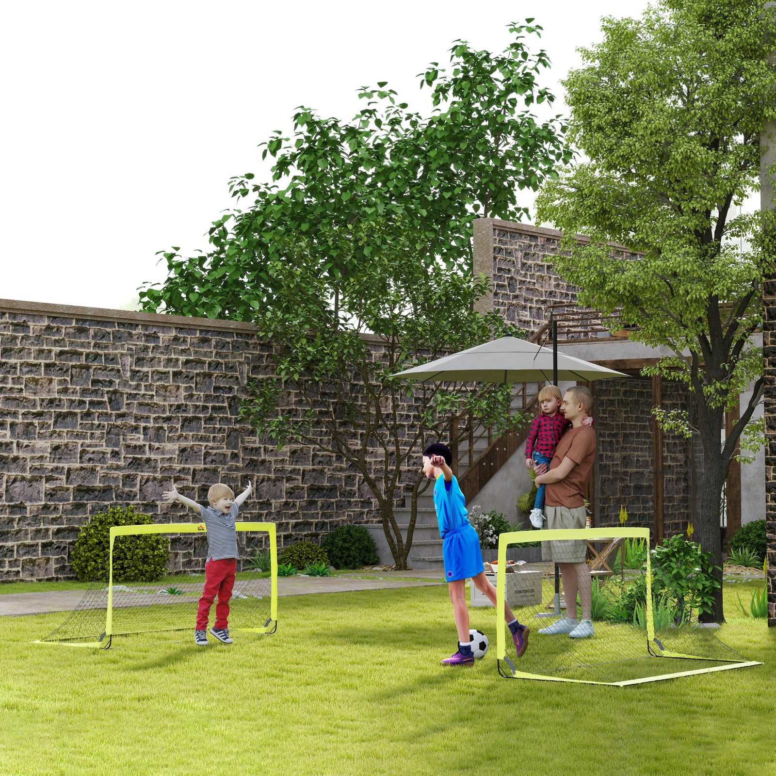 2 Foldable Football Goals, Training, Yellow, With Bag | Yellow