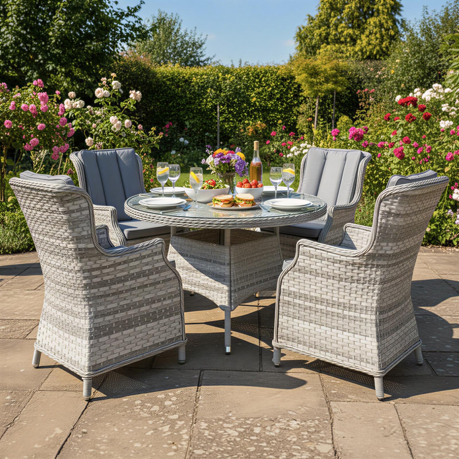 Knightsbridge Xl Rattan 4 Seat Dining Set | 4 Seat | Dove Grey