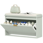 Shoe Storage Bench With Cushion And Flip-drawer | Medium | Green