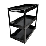 Tool Storage Heavy Duty Durable Garage Trolley Workshop 3 Tier Wheel Cart Shelf | Black