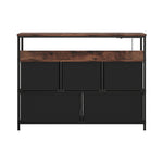 5-drawer Metal Frame Chest Of Drawers Storage Cabinet With Power Strip | Black