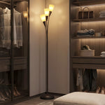 HOMCOM Modern Upright Floor Lamp With 3 Light, Steel Base For Living Room