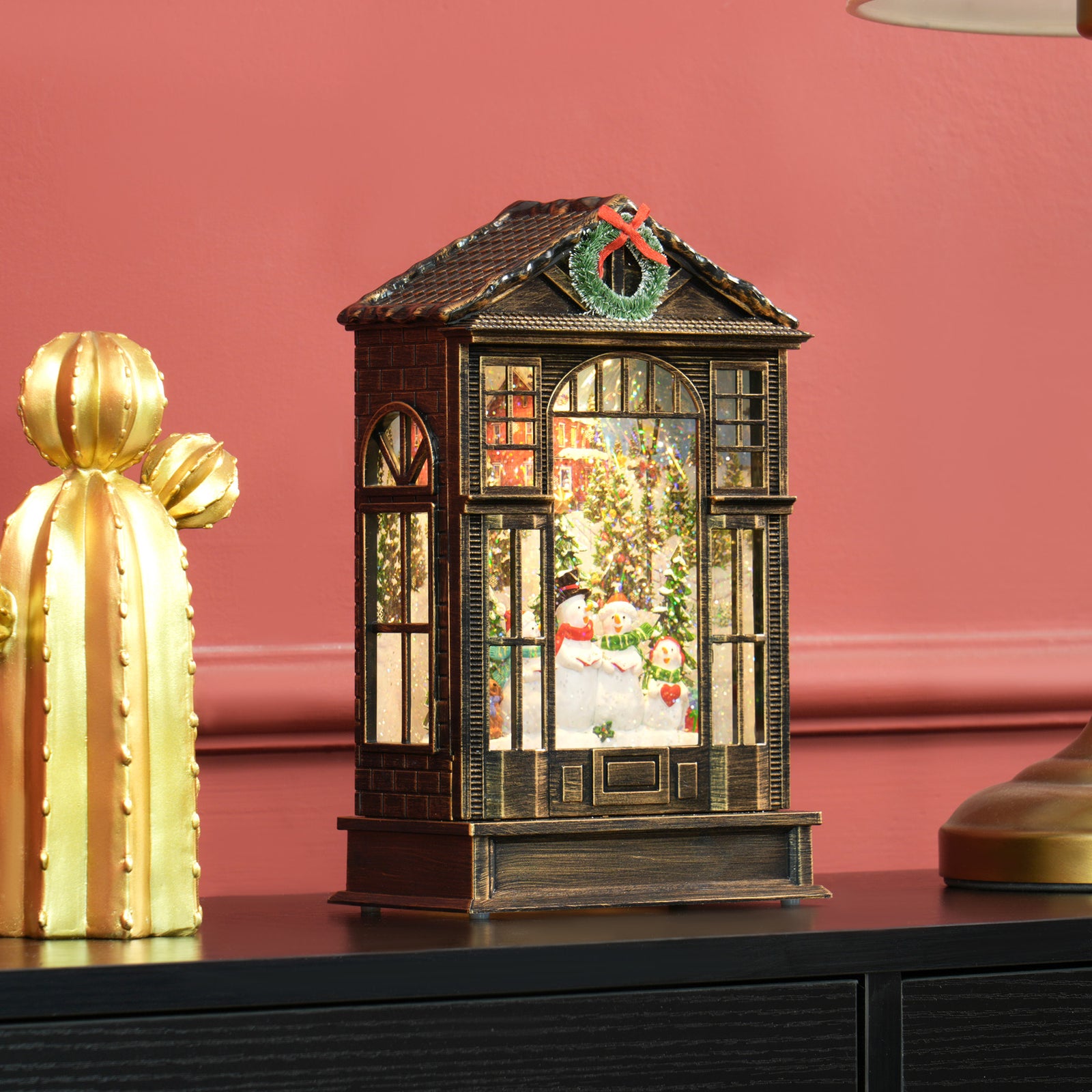 Christmas Snow Globe Lantern With Lights