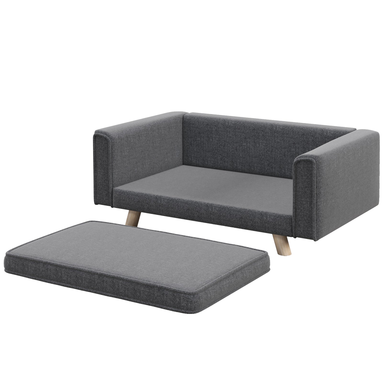 Elevated Dog Sofa Bed With Cushion For Medium And Small Dogs, Grey