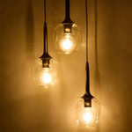 Black Modern 3-light Pendant Ceiling Lamp Height Adjustable Hanging Light Fixture With Glass Shades