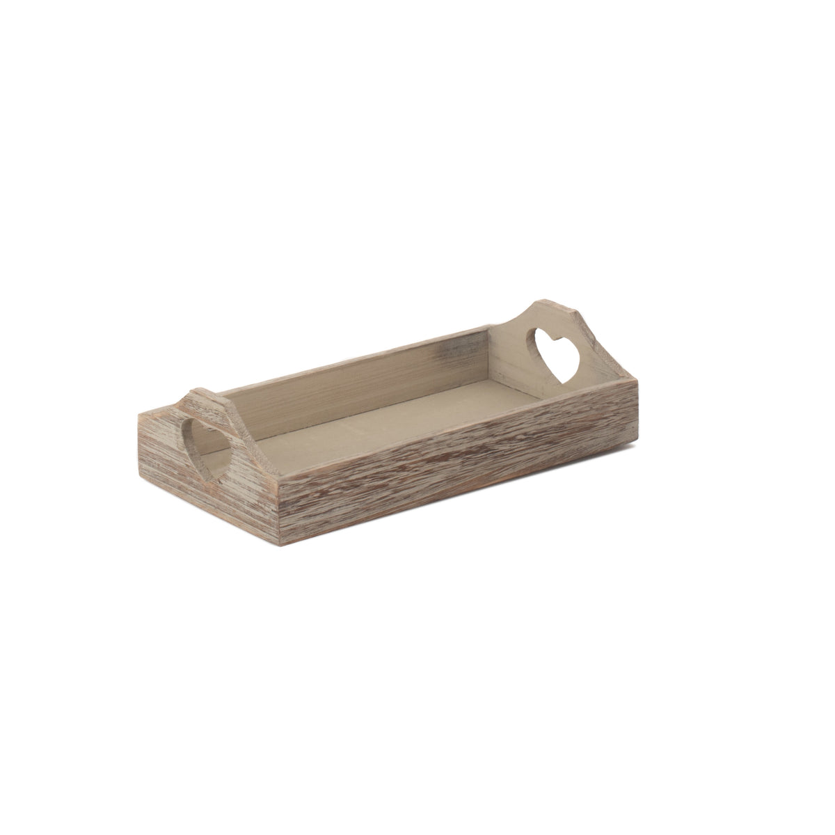 Shallow Wooden Heart Cut Out Tray | Small | Brown