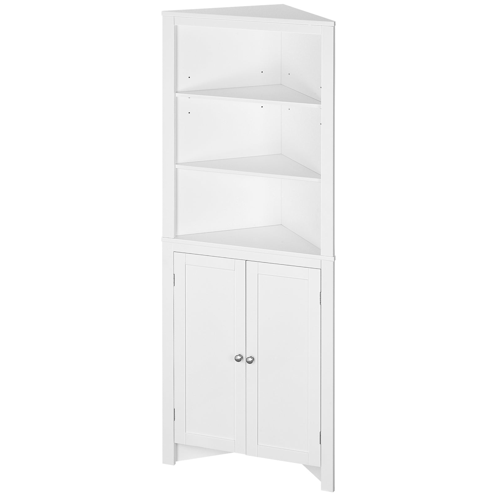 Corner Bathroom Cabinet, Double Doors Adjustable Shelves