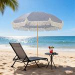 1.7 M Beach Umbrella, Adjustable Height Portable Parasol | Blue & White