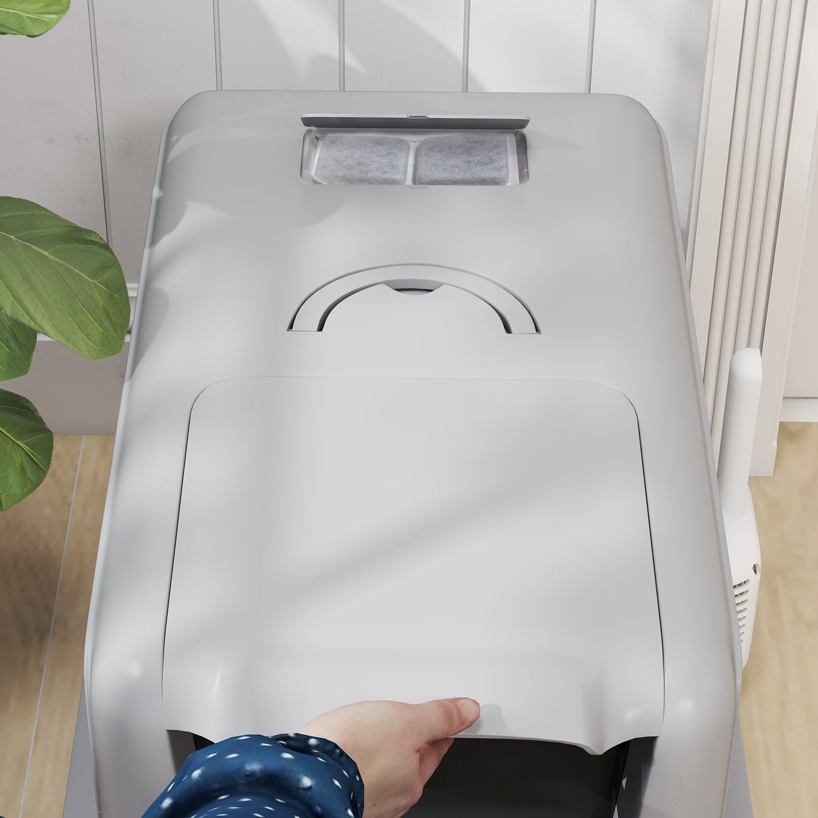 Stainless Steel Cat Litter Box With Removable Lid, Scoop, Grey | Grey