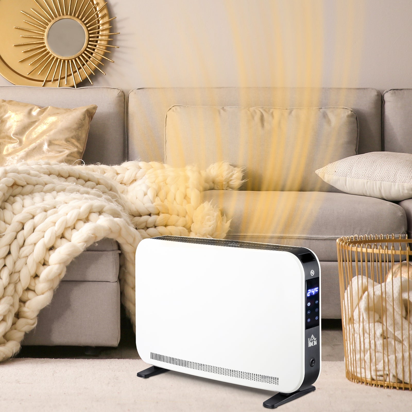 Portable Convector Heater With 24h Timer White