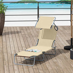 Reclining Sun Lounger Folding Recliner Garden Chair | Set of 1 | Beige