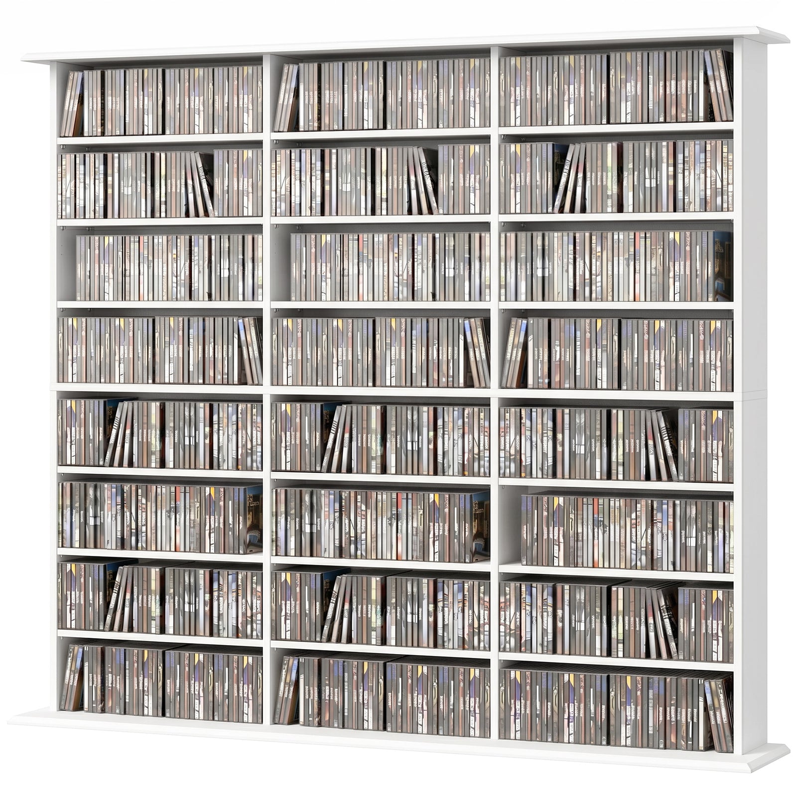 Dvd Storage Unit, Media Storage Shelf With 24 Compartments | White