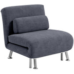 Single Sofa Bed Folding Chair Bed Metal Frame Padding Pillow | Charcoal Gray