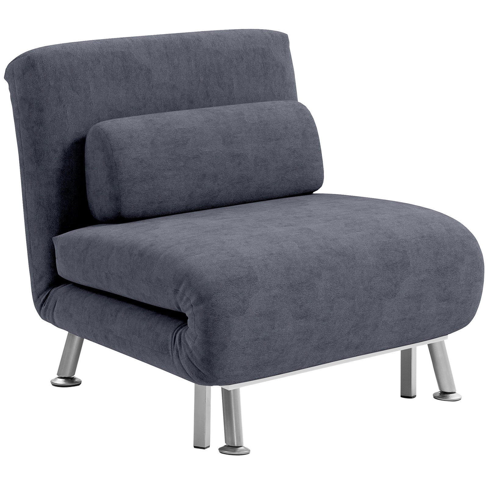 Single Sofa Bed Folding Chair Bed Metal Frame Padding Pillow | Charcoal Gray