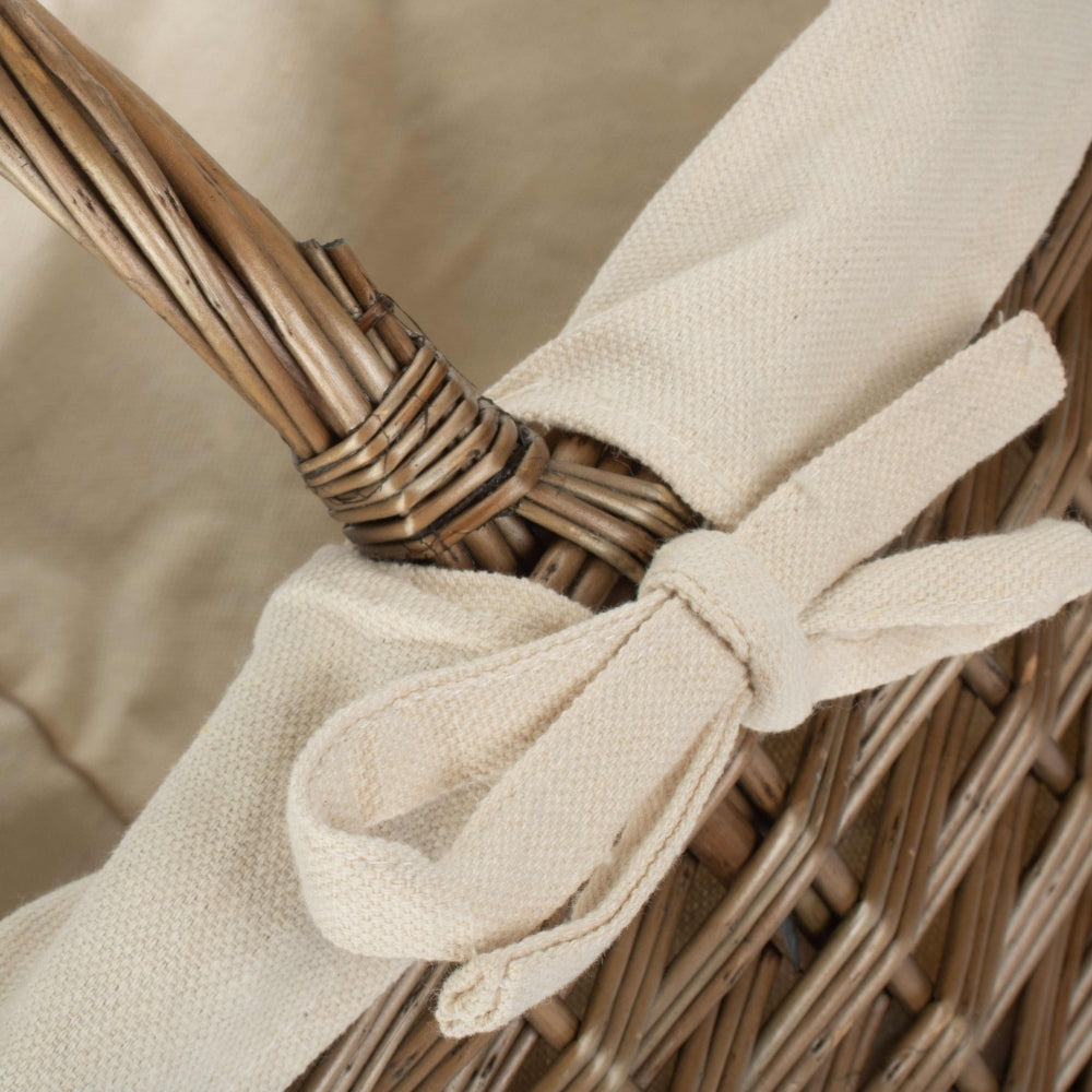 Wicker Antique Wash Finished Stair Basket | White