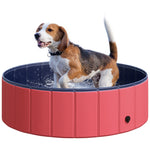 Pawhut Pet Pool Swimming Bath Portable Cat Dog Foldable Puppy Bathtub | Red
