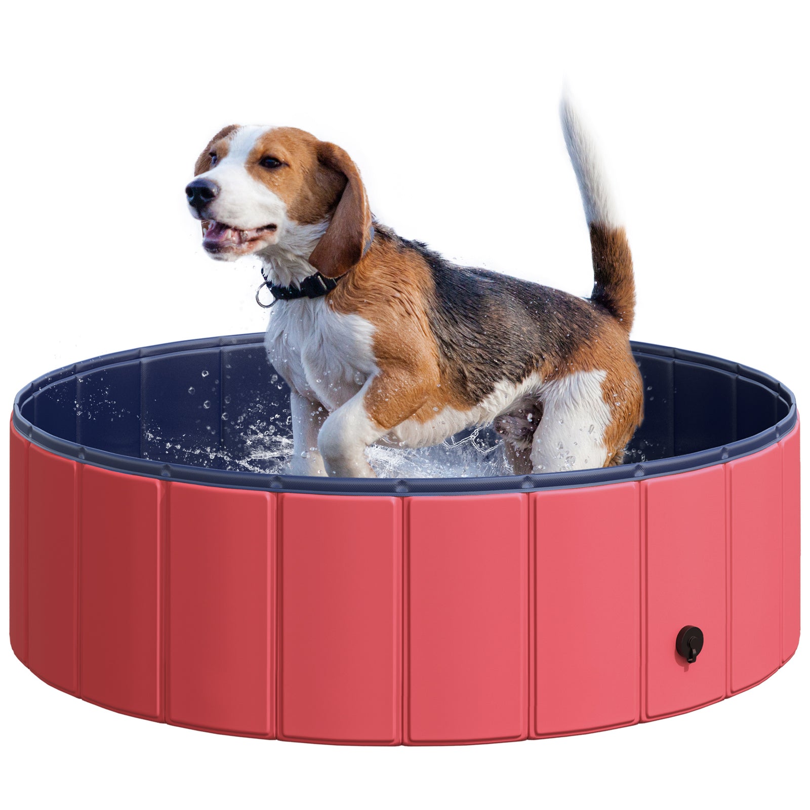 Pawhut Pet Pool Swimming Bath Portable Cat Dog Foldable Puppy Bathtub | Red