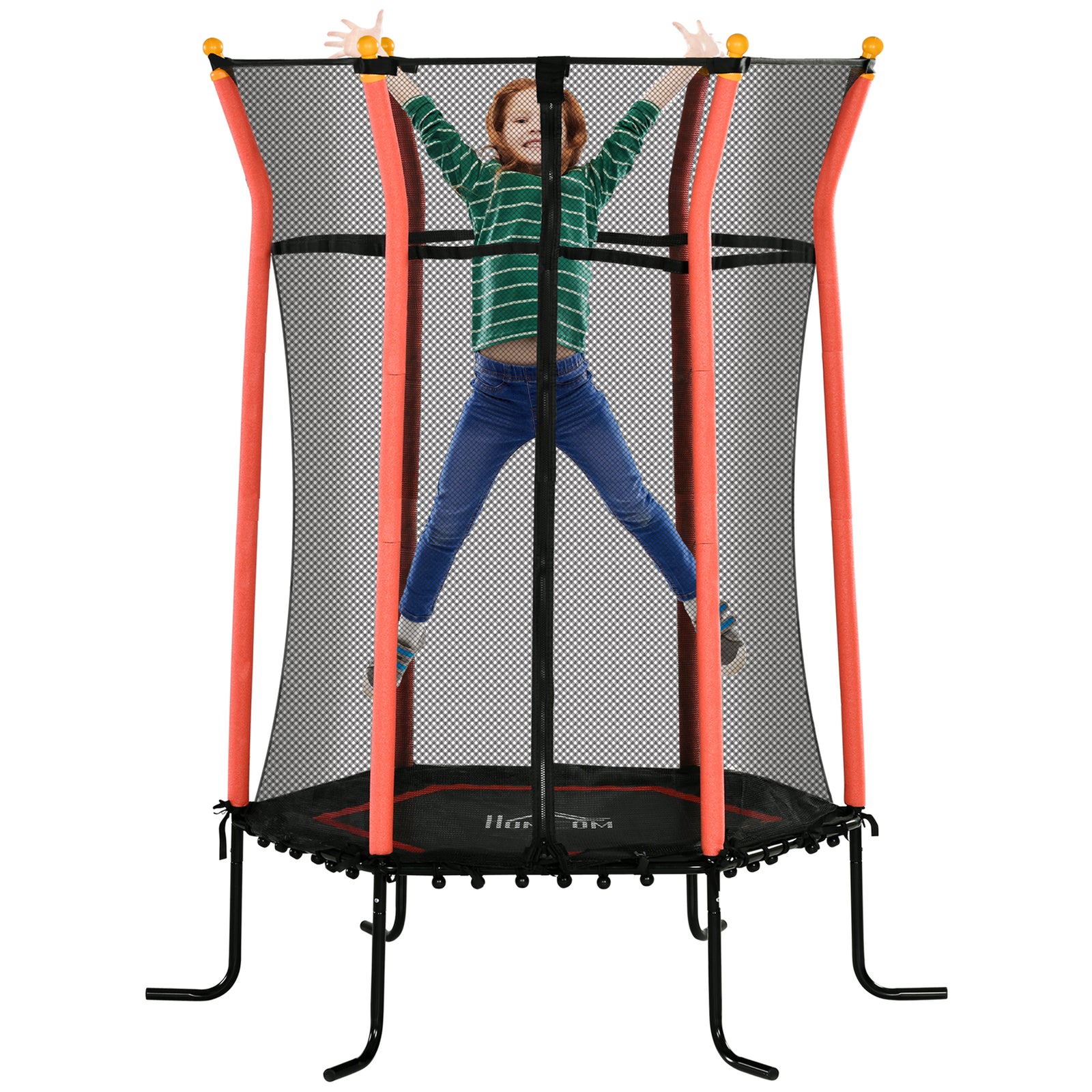 5.4ft Kids Trampoline With Enclosure Indoor Outdoor For 3-10 Years | Red