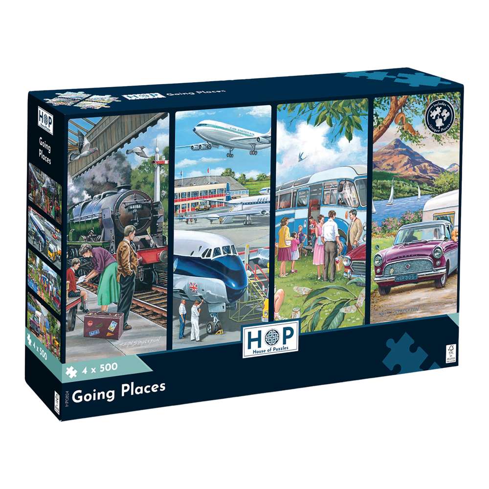 4 X 500 Piece  - Going Places 500 Piece Jigsaw Puzzle - Multi Pack