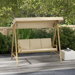 3 Seater Garden Swing Chair W/ Adjustable Canopy And Cushion | Beige