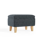 Dark Grey Linen Upholstered Storage Ottoman Footstool
