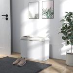 Shoe Storage Bench With Cushion And Flip-drawer | Small | White