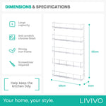 Livivo 5 Tier Cupboard Door Spice Rack Chrome Wall Mounted Kitchen Organiser