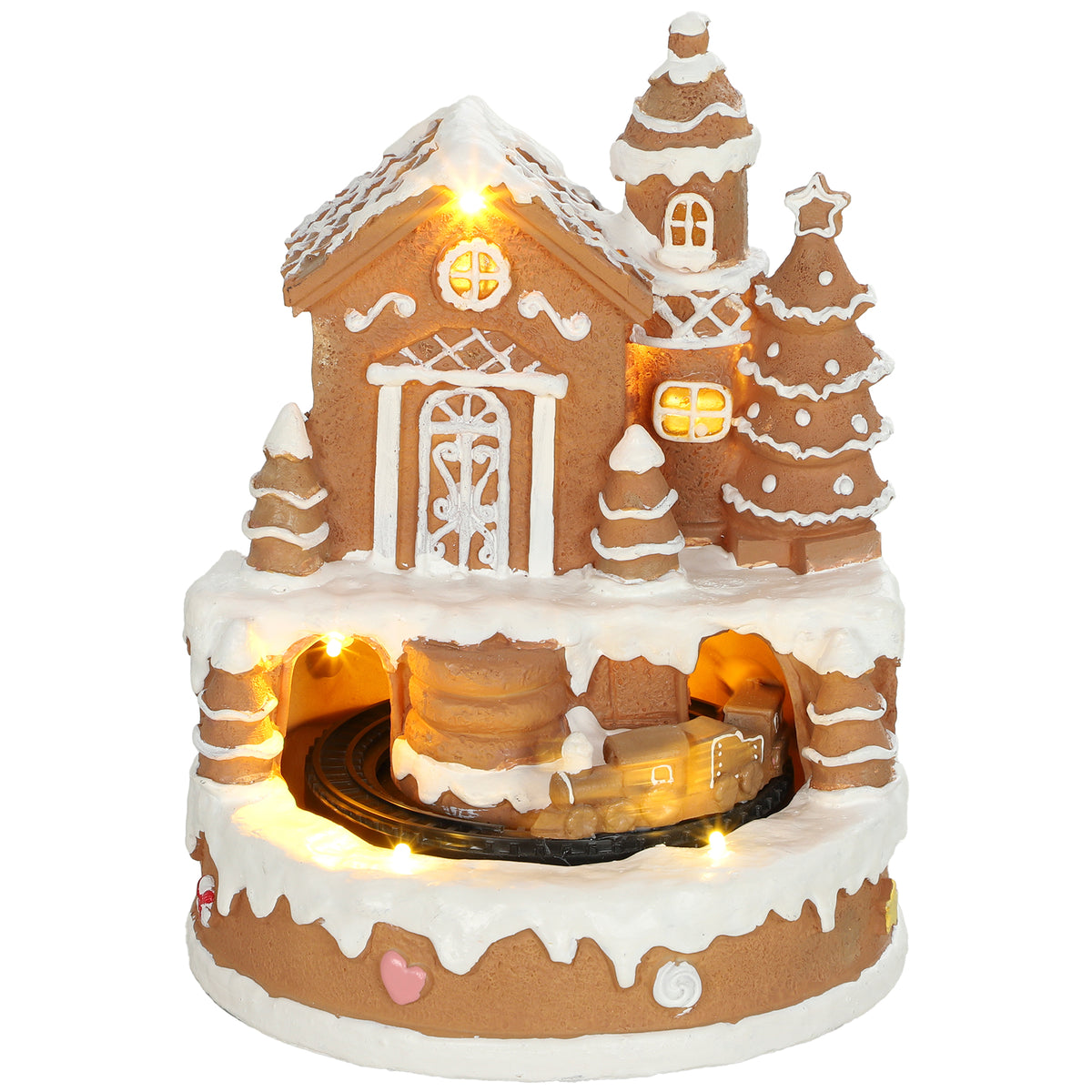 HOMCOM Christmas Gingerbread House With Led Lights, Music