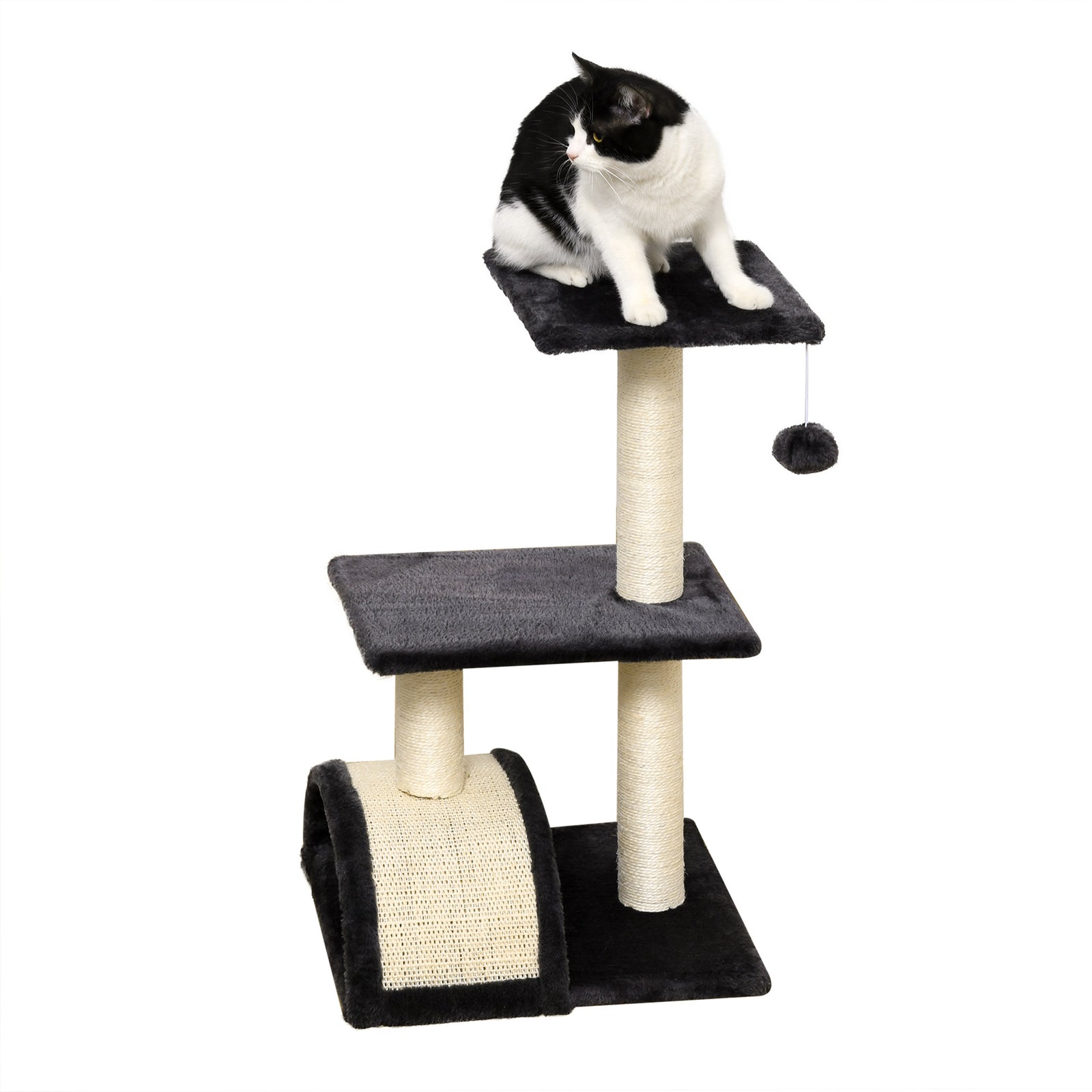 72cm Cat Tree Climbing Tower With Sisal Scratching Post | Black