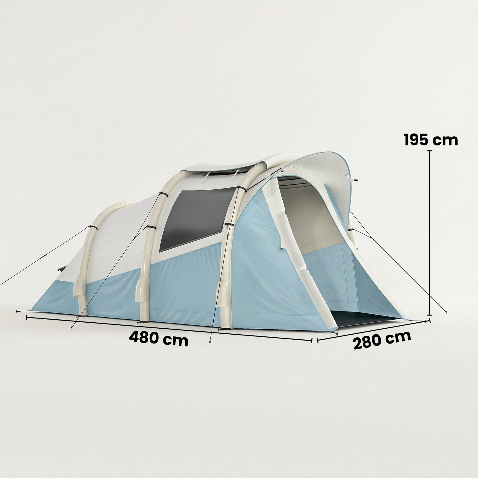 Inflatable Camping Tent W/ Air Pump, 2-3 Person Blow Up Tent | Blue