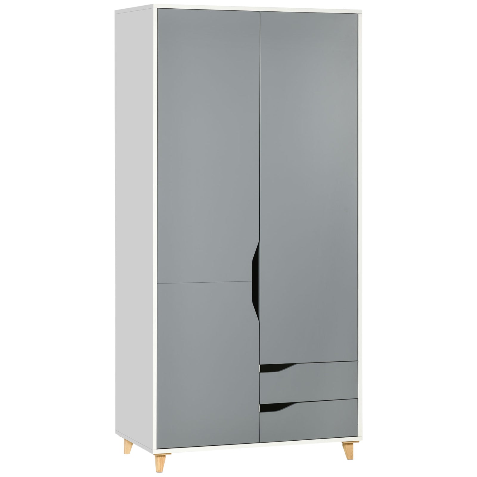 2 Door Wardrobe With Drawers Hanging Rail Shelves Bedroom | One Size