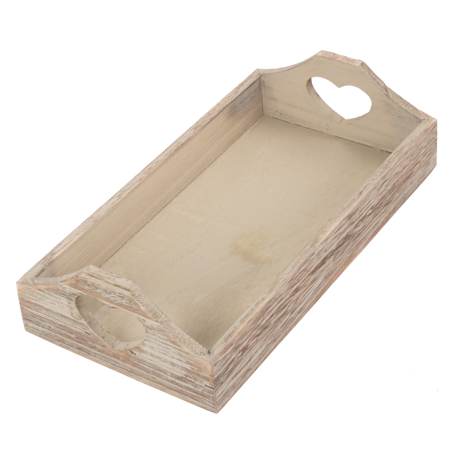 Shallow Wooden Heart Cut Out Tray | Small | Brown
