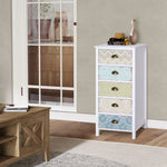 Storage Chest Unit Dresser 5 Drawer Retro Style Wood