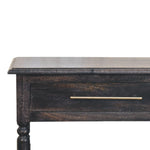 Heritage Turned-leg Side Table,1 Drawer, 2 Open Shelves, Dark brown