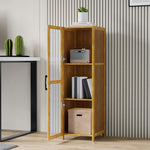 3-tier Narrow Bookcase Storage Cabinet With Acrylic 30cm W Door