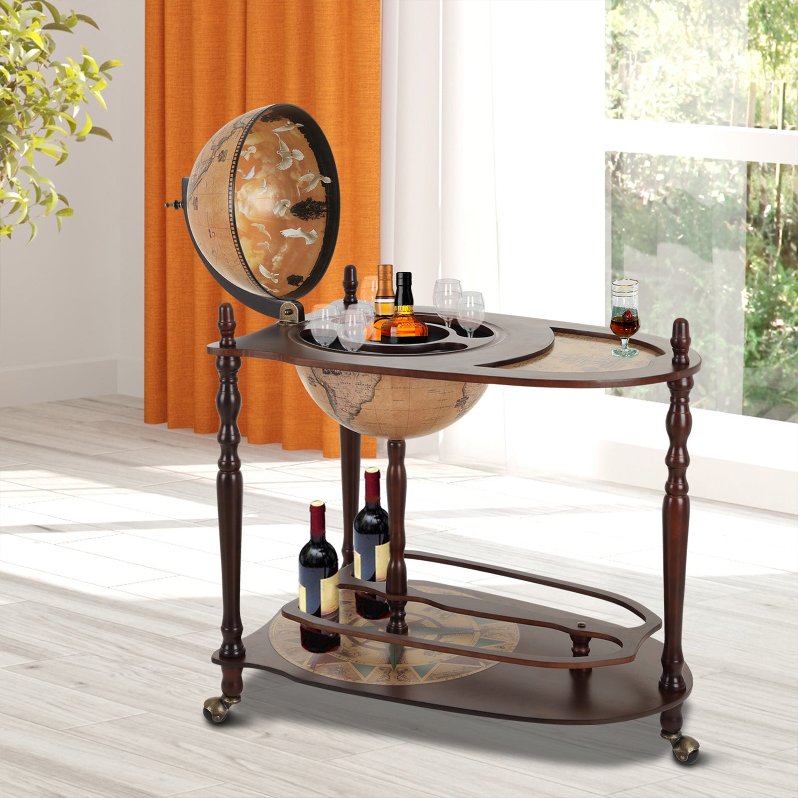 Shaped Wine Bar Trolley With Wheels