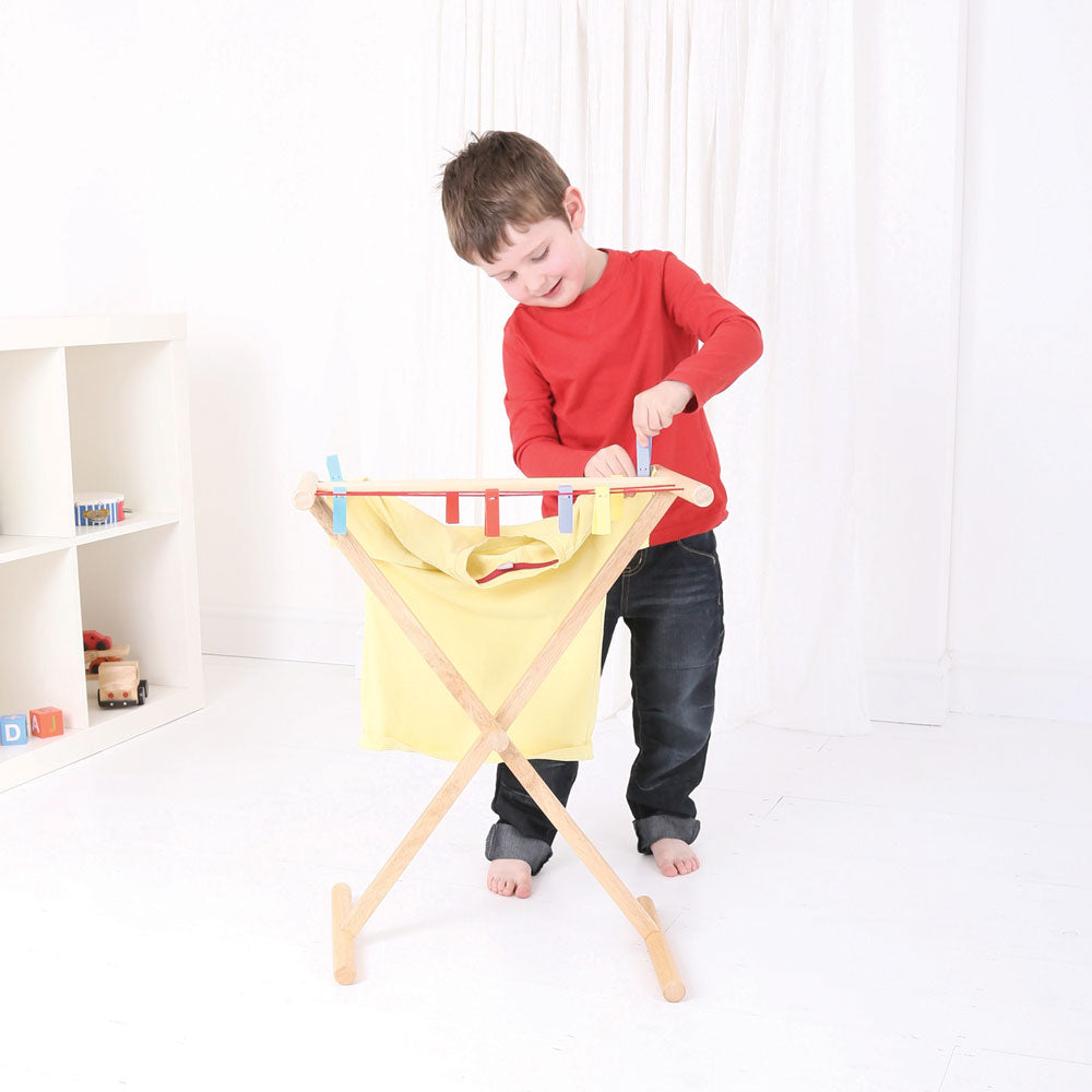 Wooden Children's Pretend Play Clothes Airer