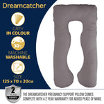 U Shaped Pregnancy Pillow, Maternity Cushion Machine Washable & Removable Velvet Cover | U Shape | Grey
