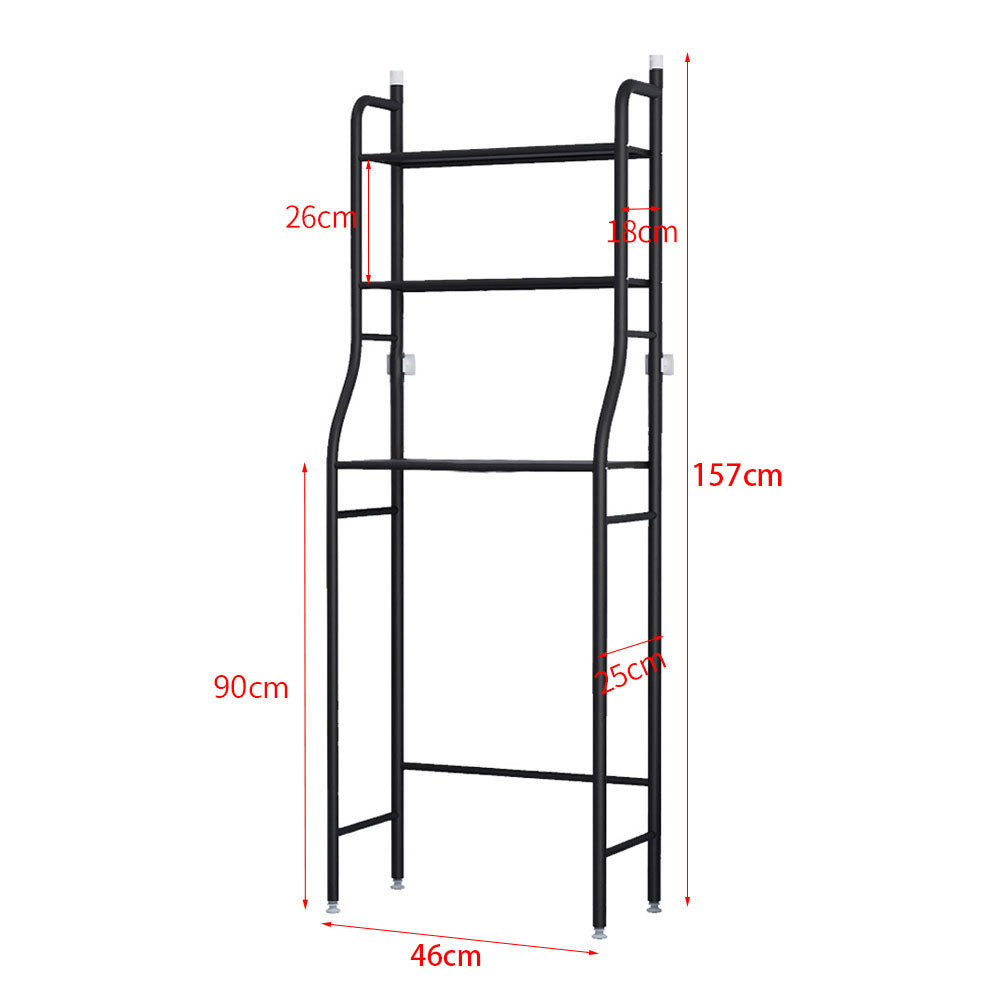 3 Tiers Metal Bathroom Organizer Over Toilet Rack Storage Shelves | Black