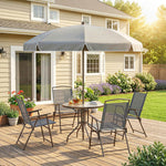 Garden Dining Set, Patio Sets With Tempered Glass Table | Grey