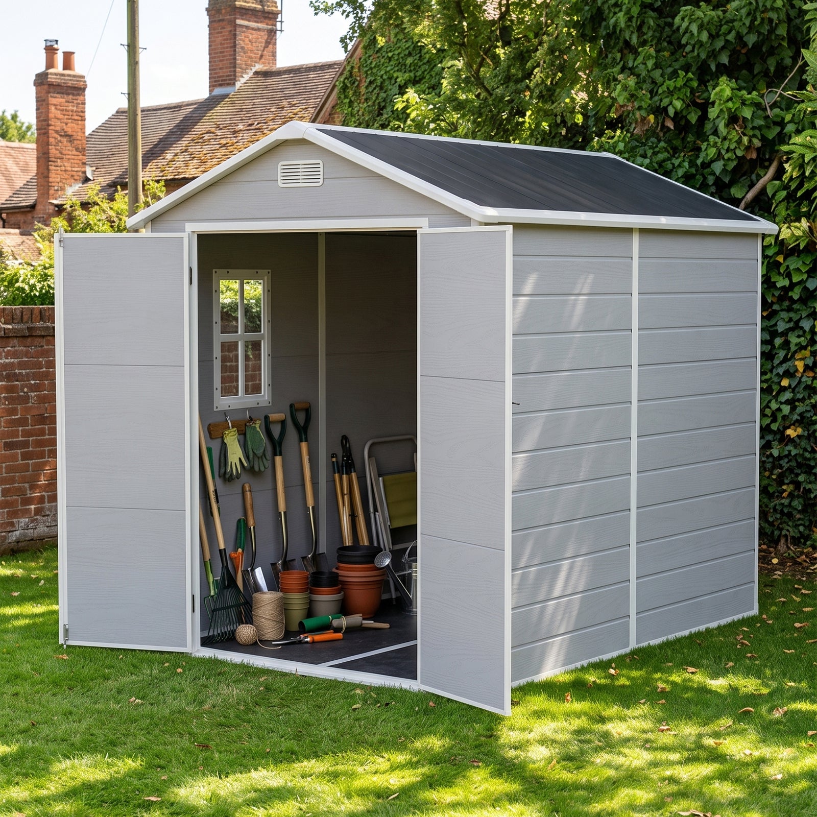 6x8 Ft Outdoor Garden Plastic Storage Shed | Grey