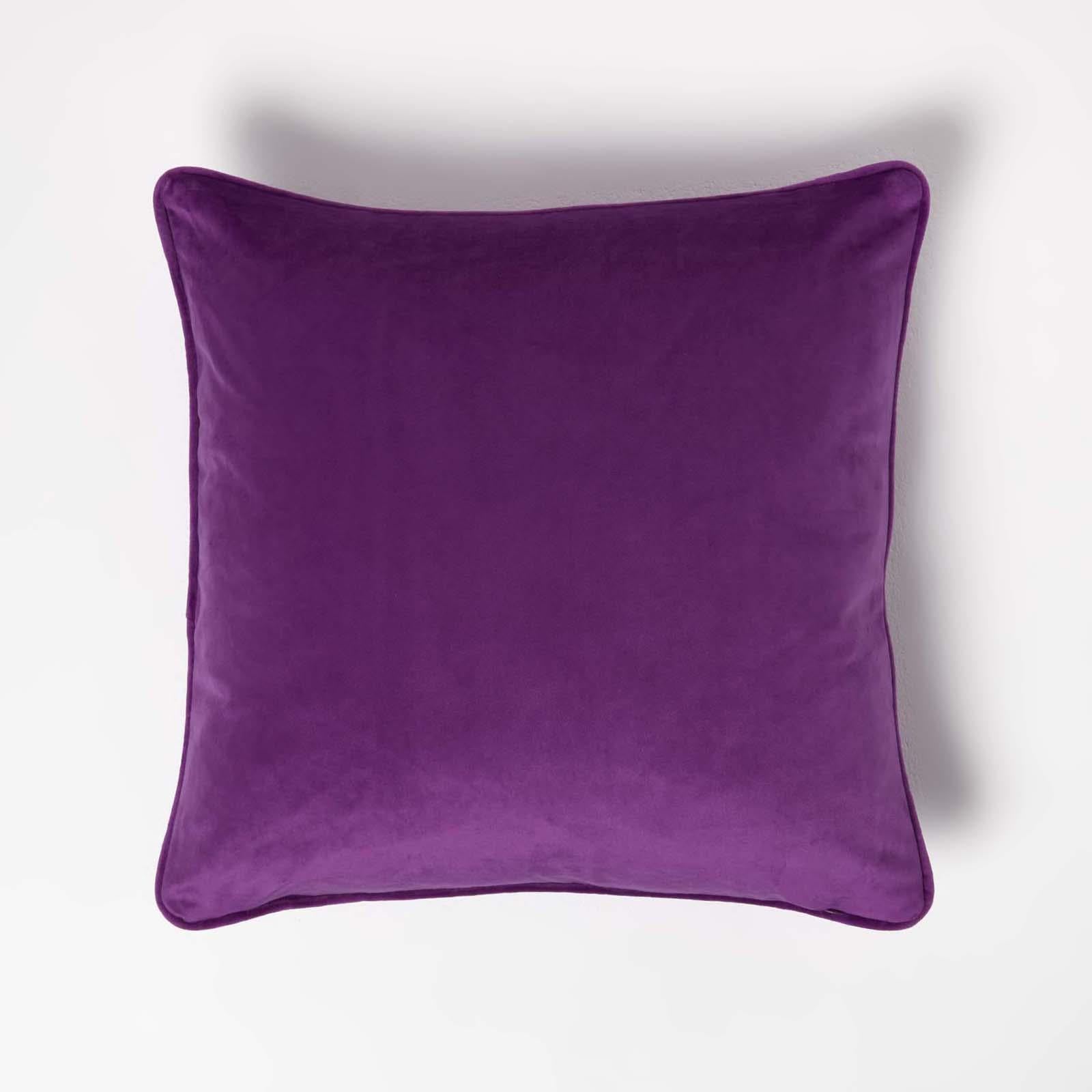 Filled Velvet Cushion With Piped Edge 46 X 46 Cm | 45cm x 45cm | Purple