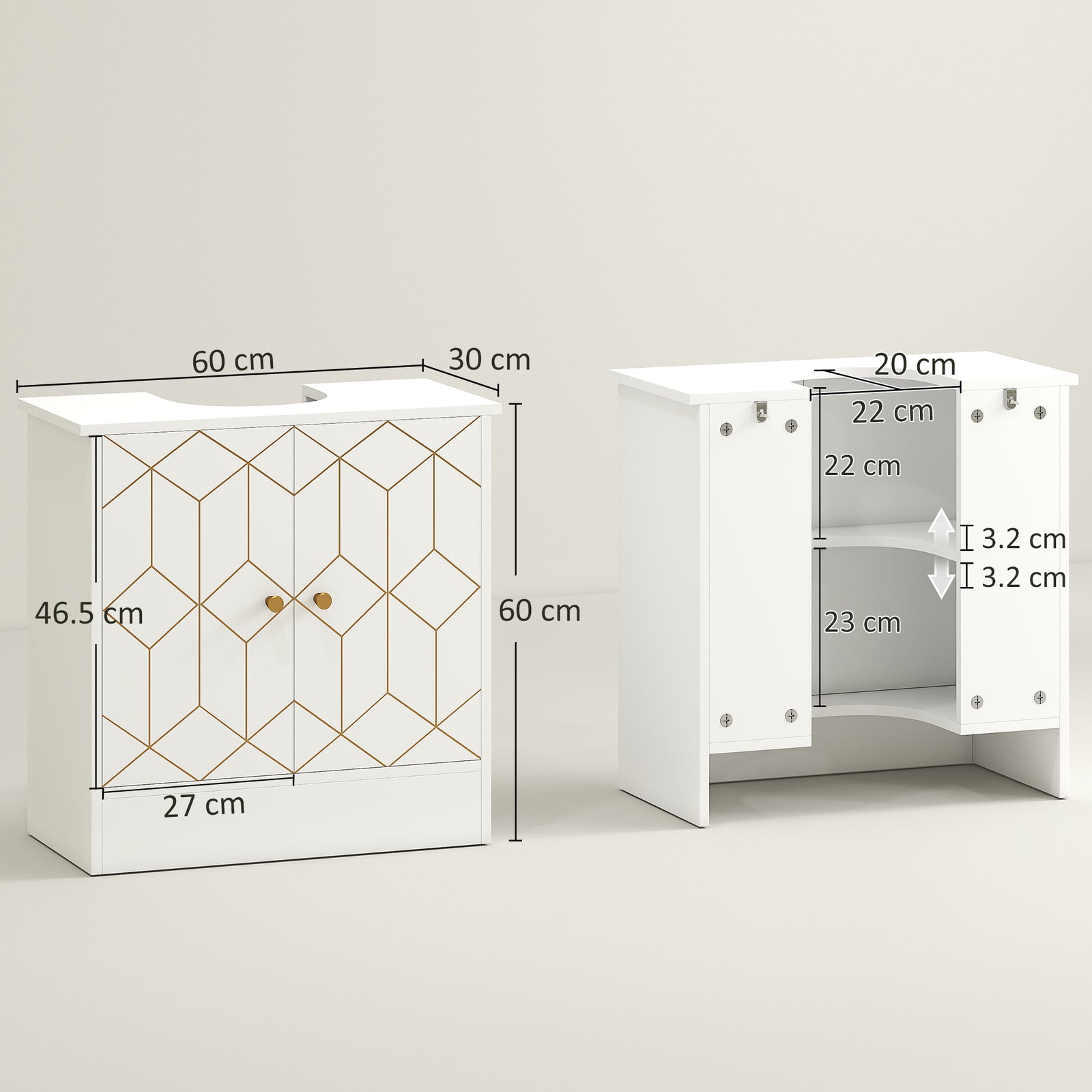 Bathroom Under Sink Cabinet For Basin With Or Without Pedestal White