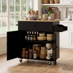 Kitchen Island With Drop Leaf, Rolling Kitchen Storage Trolley | Black