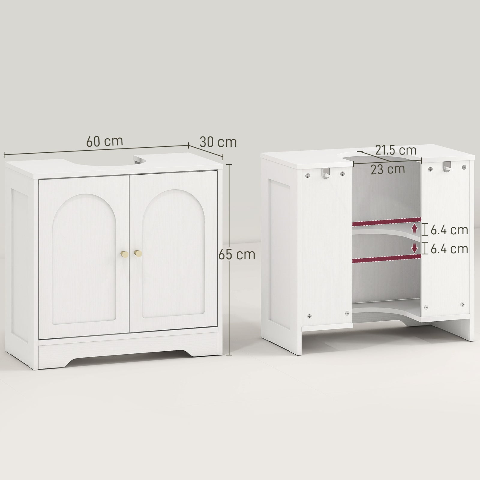 Modern Under Sink Cabinet For Basin Without Or With Pedestal, White