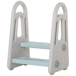 Kids Step Stool, Toddler Kitchen Helper With Handle For Bathroom, Blue And Grey