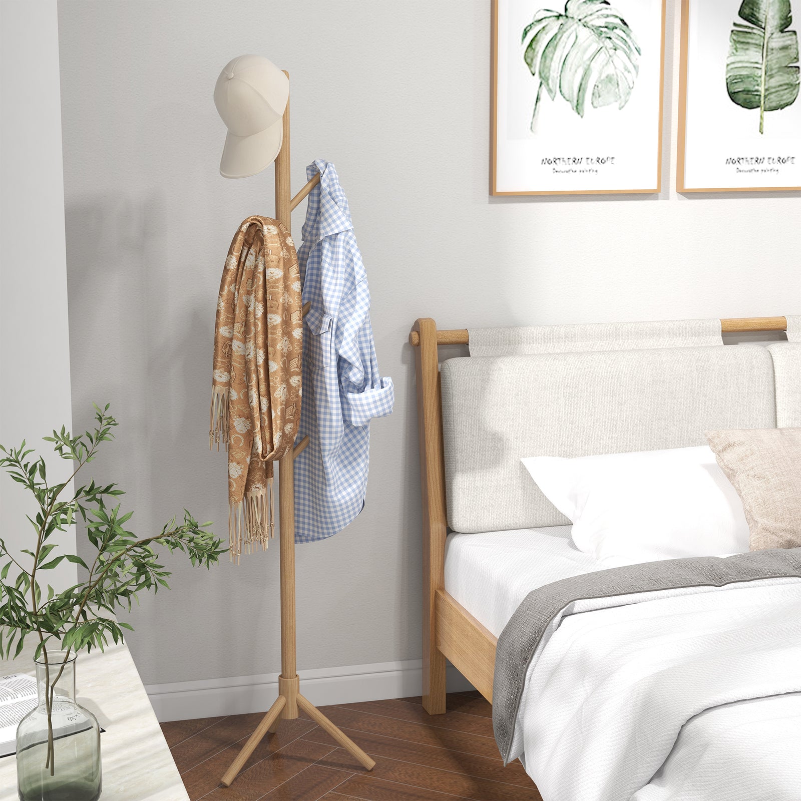 Coat Rack Bamboo Coat Stand With 8 Hooks For Handbags | One Size | Natura
