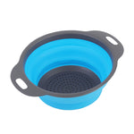 Collapsible Kitchen Silicone Colander Strainer Bowl | Blue